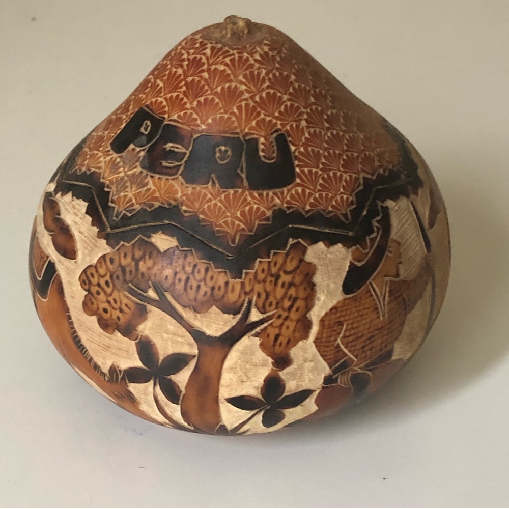 Peruvian Hand Carved gourd